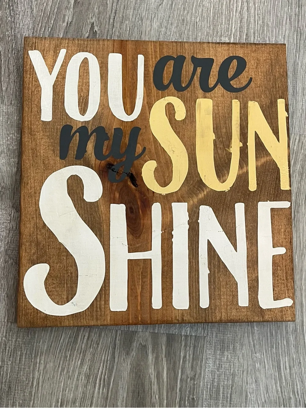 2 Yellow White Brown Wood Positive Vibes & You Are My Sunshine Wall Decor
